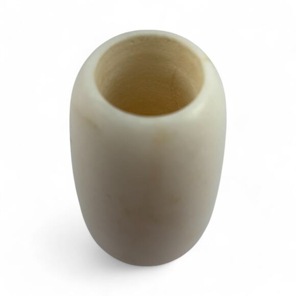 Vintage Handcrafted Alabaster Stone Vase – Minimalist Design, 5" Tall - Picture 8 of 11